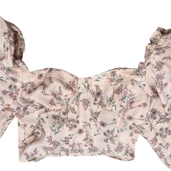 ASTR the Label Floral Sweetheart Neckline Puff Sleeve Corset Blouse – Size Small - Picture 7 of 13